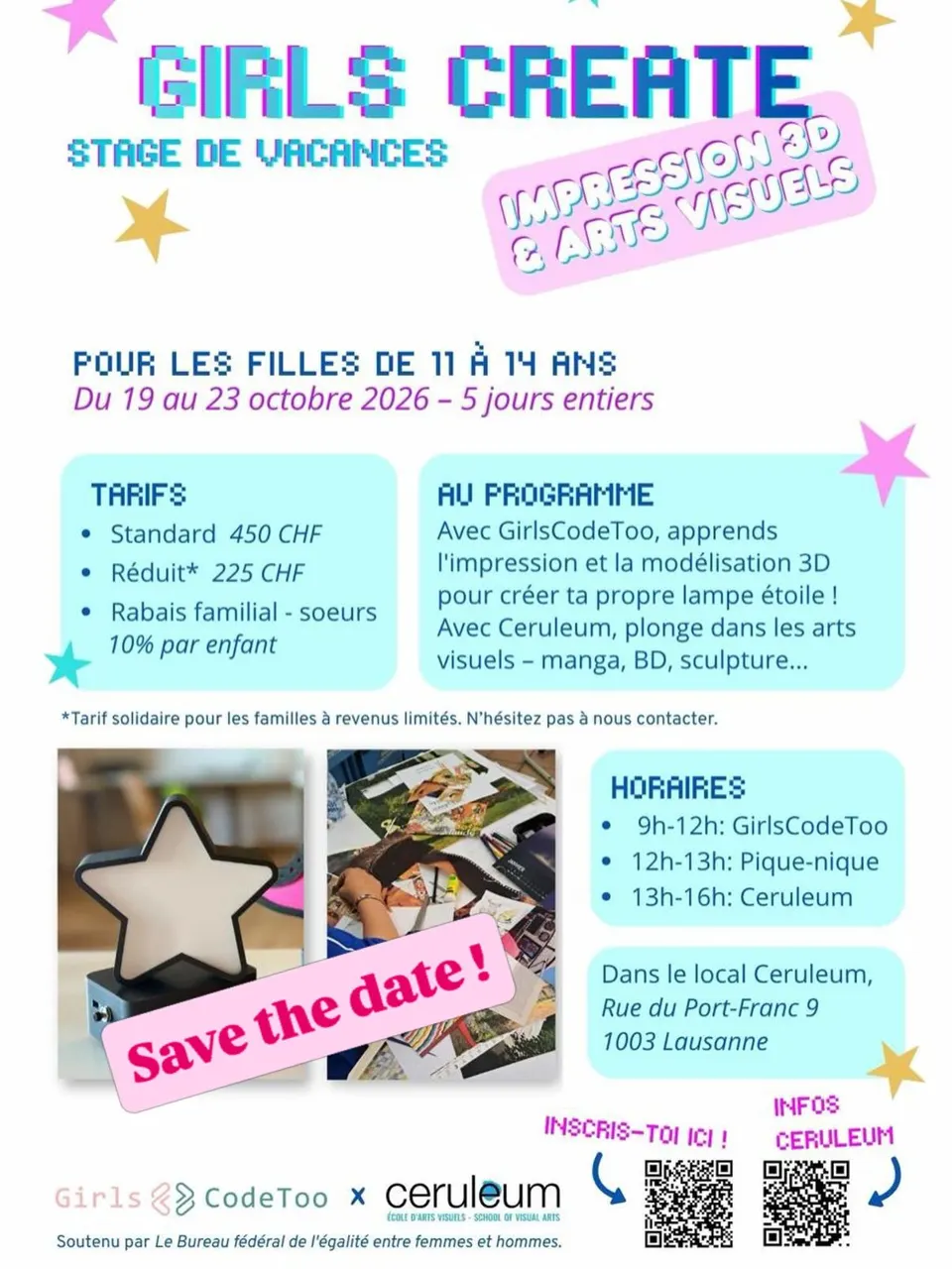 Stage de vacances ”Girls Create” – Impression 3D & Arts visuels