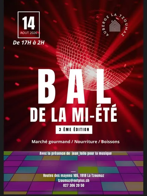 Venez profiter d’un moment de détente pour notre bal de la mi-été le 14 août prochain !
