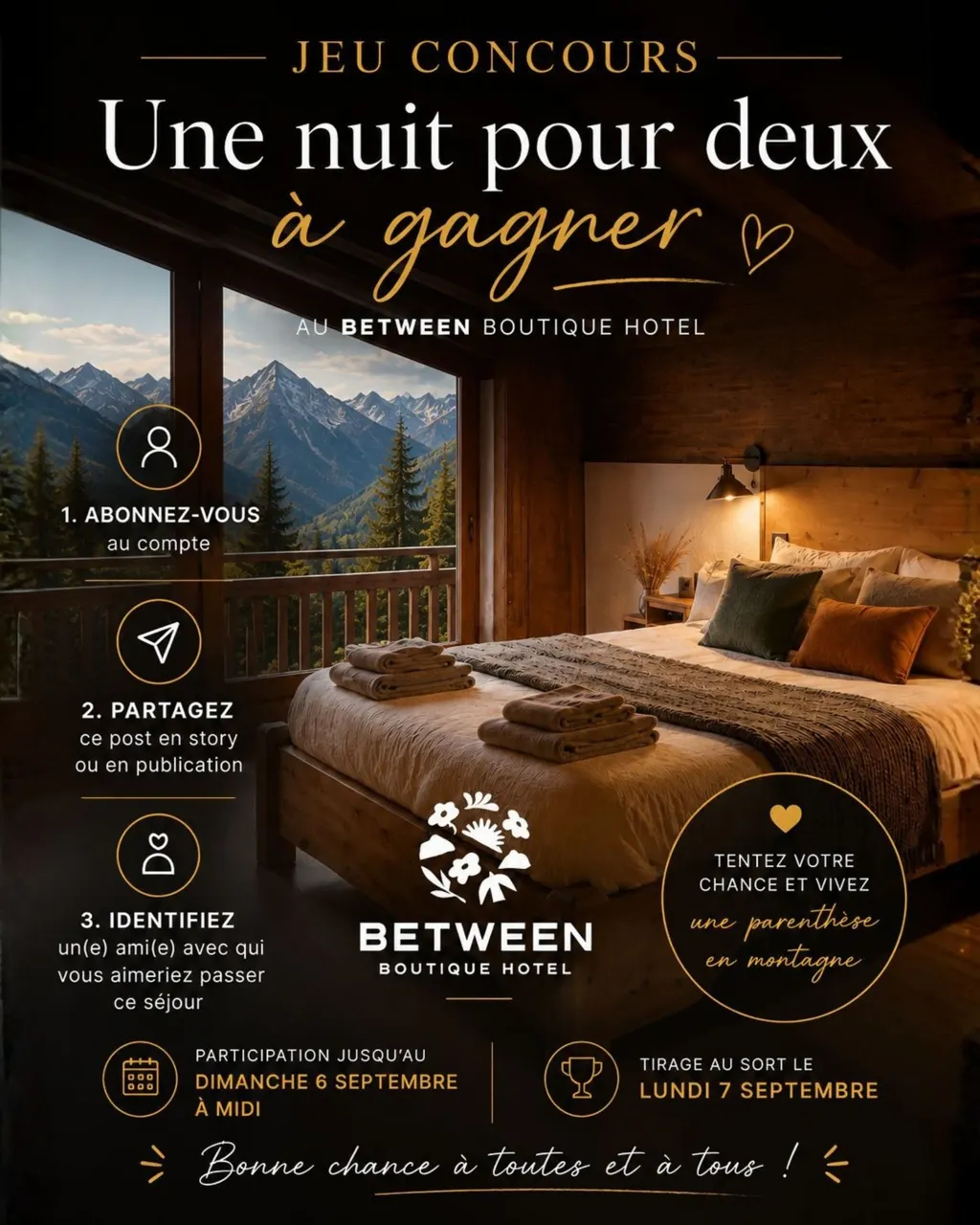 🎁 JEU CONCOURS – Une nuit pour deux à gagner ! 🏔️