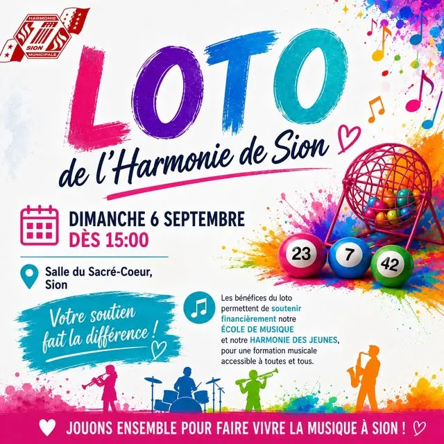 🎶 À vos cartons... le Loto de l’Harmonie de Sion est de retour !