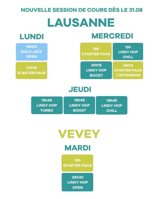 🔥 Nouvelle session de cours dès le 31.08 à Lausanne et à Vevey 🔥