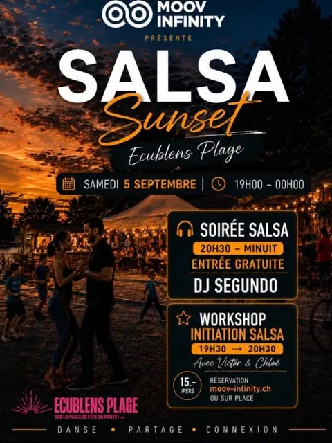 🌅 Venez profiter d’une belle soirée salsa en collaboration avec @ecublens_plage et...