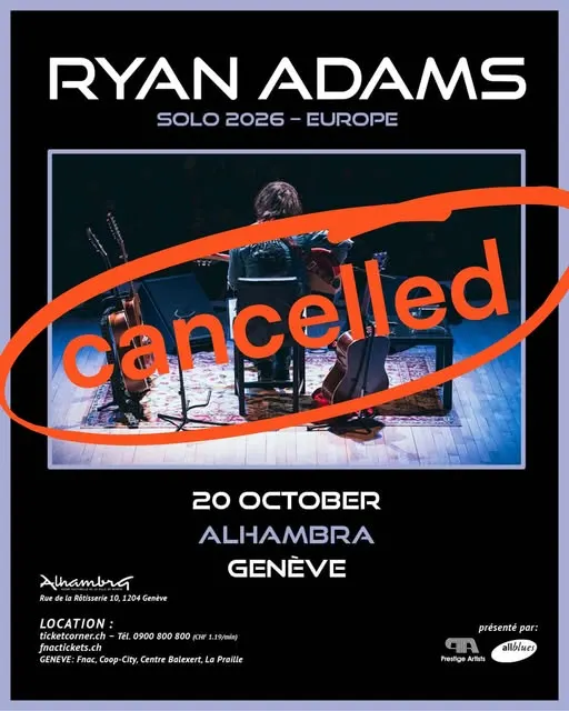 “Due to circumstance beyond our control, the upcoming Ryan Adams European Tour has been...