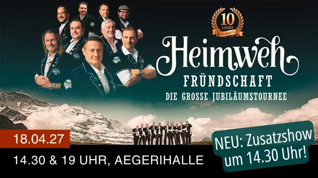 Zusatzshow von Heimweh am Sonntag, 18. April 2027 um 14.30 Uhr! Jetzt…