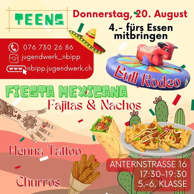 Diesen Donnerstag starten wir um 17:30 Uhr im Jugendraum die Fiesta Mexicana! Leckers...