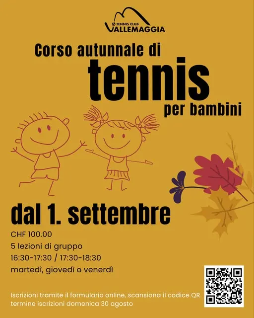 🎾 Iscrizioni aperte – Corso di Tennis Autunnale 🍂