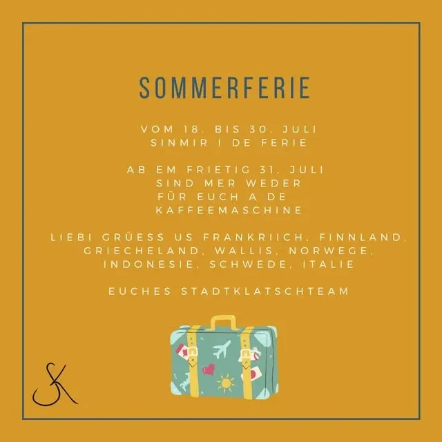 Wir schliessen unser Lokal für zwei Wochen, um mit unseren Familien und Freunden den...