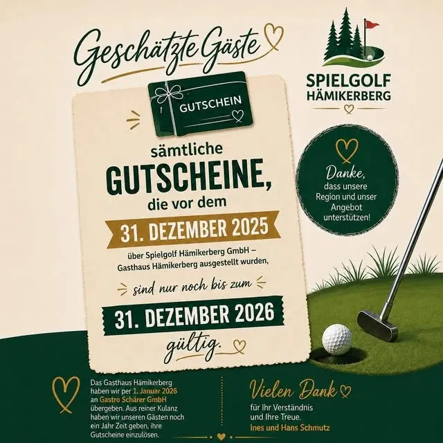 Wichtige Info zu unseren Gutscheinen
