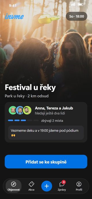 Obrazovka invme: parta na festival u řeky hledá ještě dva lidi