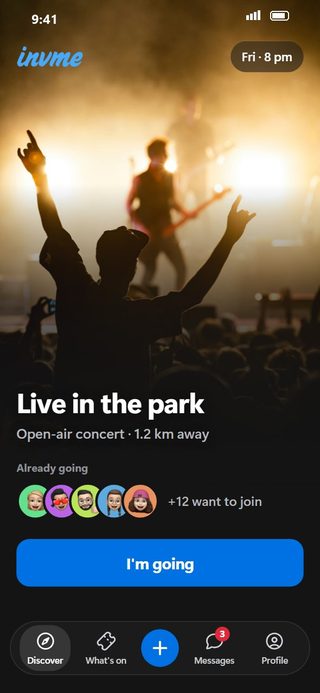 invme screen: who's going to a concert in the park