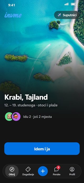 Zaslon invme: suputnici za izlet na Krabi
